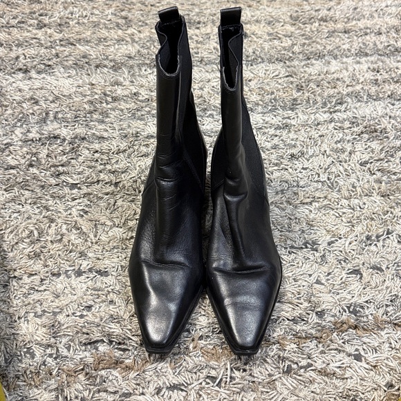 Zara Elegant Black Leather Ankle Boots sz 10/41 - Picture 2 of 9